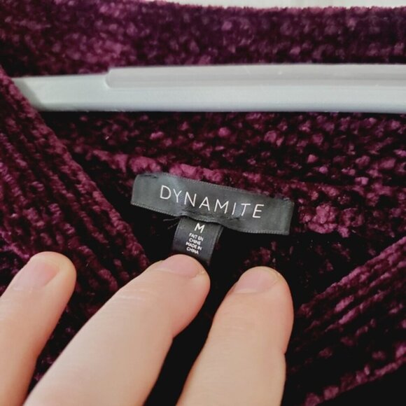 Dynamite Velvet Chenille Purple Boatneck Chunky Longline Sweater M - Picture 6 of 7